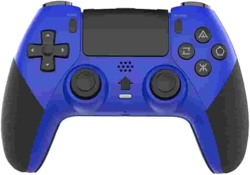 Controle de jogo sem fio para PS4/PC/Android/iOS, gamepad Bluetooth com Turbo, vibração dupla, movimento de 6 eixos, programação macro, bateria de longa duração, compatível com jogos PS4 no PS5 (azul)