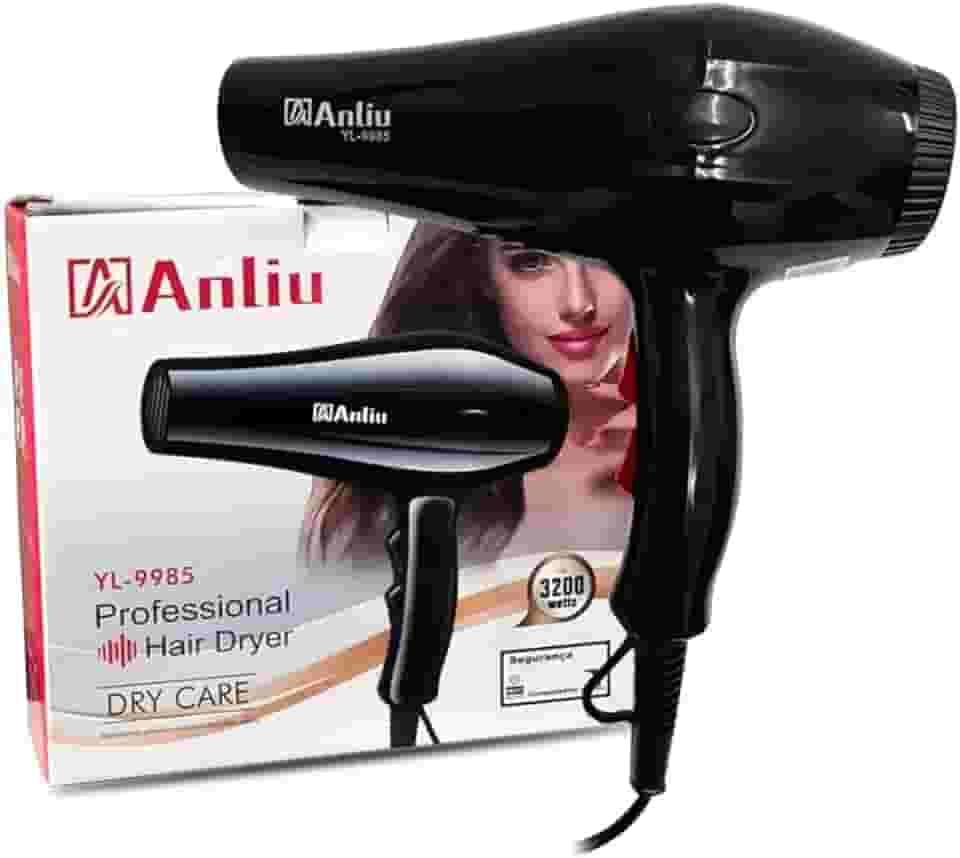 Secador Profissional De Cabelo 3200W 110V Preto Com Jato De Ar Frio Instantâneo, 3 Temperaturas, 2 Velocidades E Design Ergonômico Para Cabelos Lisos, Ondulados E Cacheados