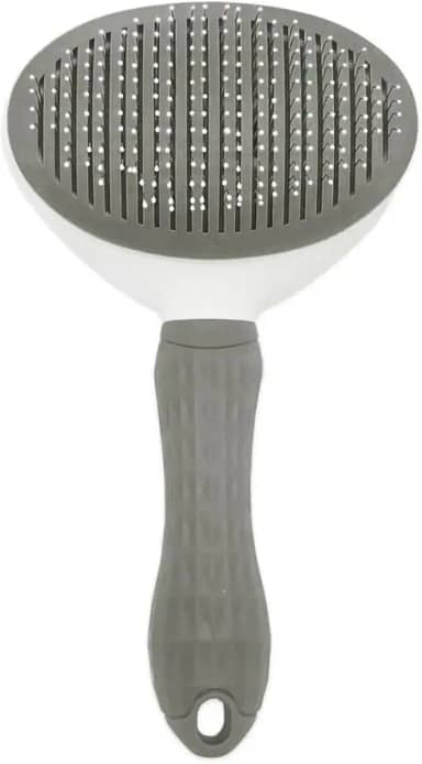 Escova Removedora de Pelos para Cães e Gatos, Rasqueadeira com Cabo Ergonômico, Cinza
