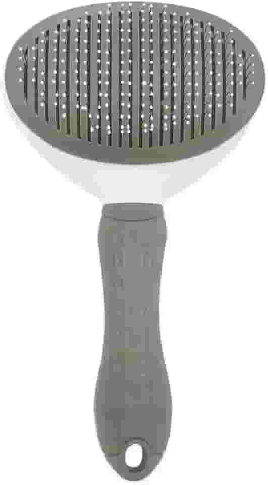 Escova Removedora de Pelos para Cães e Gatos, Rasqueadeira com Cabo Ergonômico, Cinza