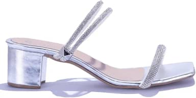 Salto Feminino Sandália Salto Grosso Baixo Confort Moda Luxo Ideal Para Festa (37, Prata)