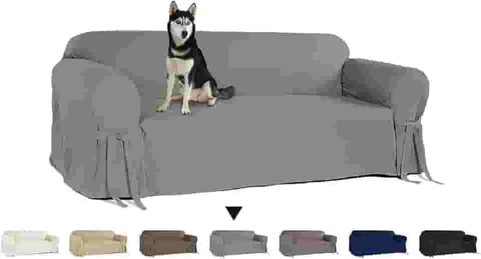 Capa para Sofá de 3 lugares até 2,10m em Gorgurão Sala Lisa Confortável Resistente Pets Cachorro Gato Lar Cor:Cinza