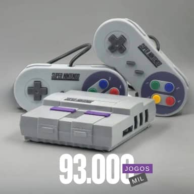 Game Retro Mini Super Nintendo + 93.000 mil Jogos + 2 Controles + todos os Jogos de Snes