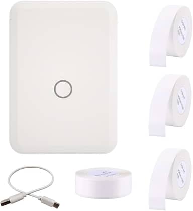 Henniu D110 Label Maker hine Mini impressora de etiquetas térmicas de bolso com 4 rolos de etiquetas tudo em um BT Connect Prince Tag DIY Date Journal Study Sticker Labeling hine Compatível com iOS