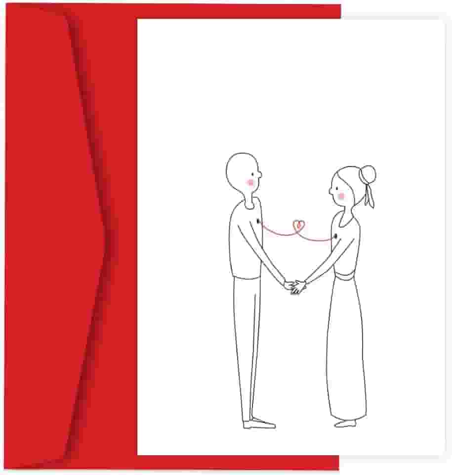 Cartão de Presente Gluuck Fine Line com Envelope, A6 14,8x10,5 cm, Papel Photo Matte 240g/m², (Casal)