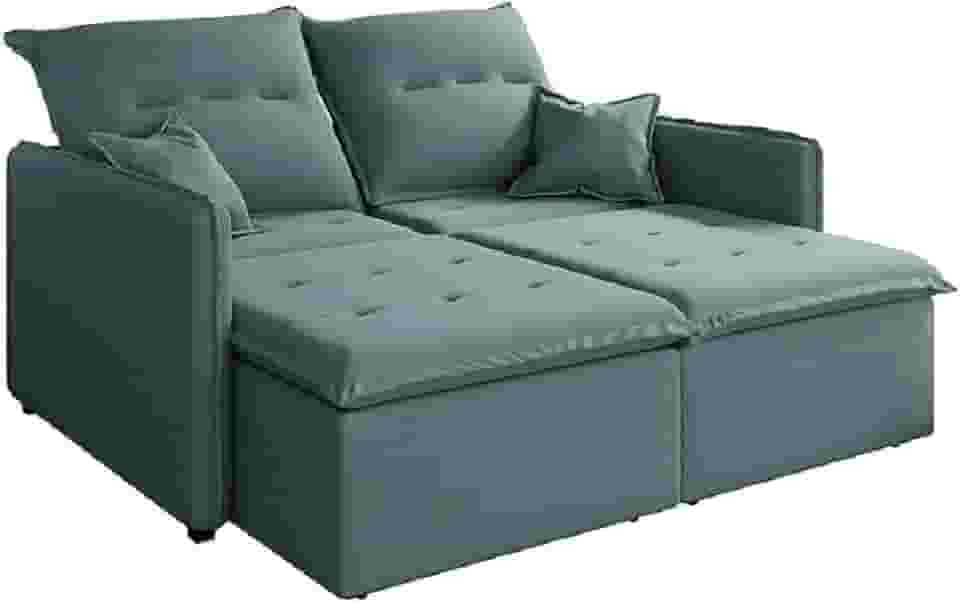 Sofá Cama Retrátil e Reclinável 2m 3 Lugares Bipartido Com Molas Glamour Veludo Selmer (Cinza)