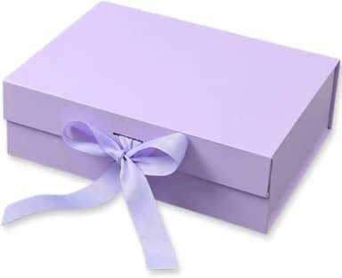 Caixa Para Presente Reforçada Rígida de Papel com Imã e Laço Cetim Embalagem PegPack (Lilás, 23x17x7cm)