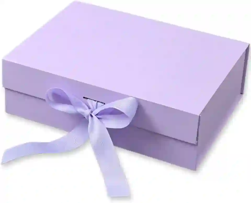 Caixa Para Presente Reforçada Rígida de Papel com Imã e Laço Cetim Embalagem PegPack (Lilás, 23x17x7cm)