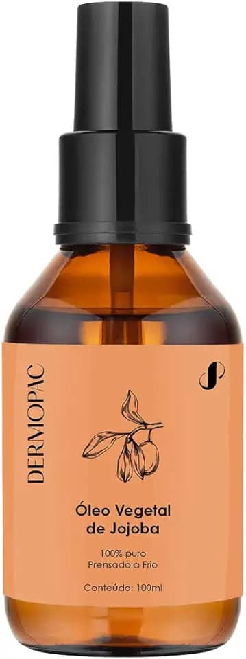 Óleo Vegetal de Jojoba 100% Puro Toque Seco Cabelo Capilar Pele Facial Corporal, Prensado a Frio, Dermopac 100ml