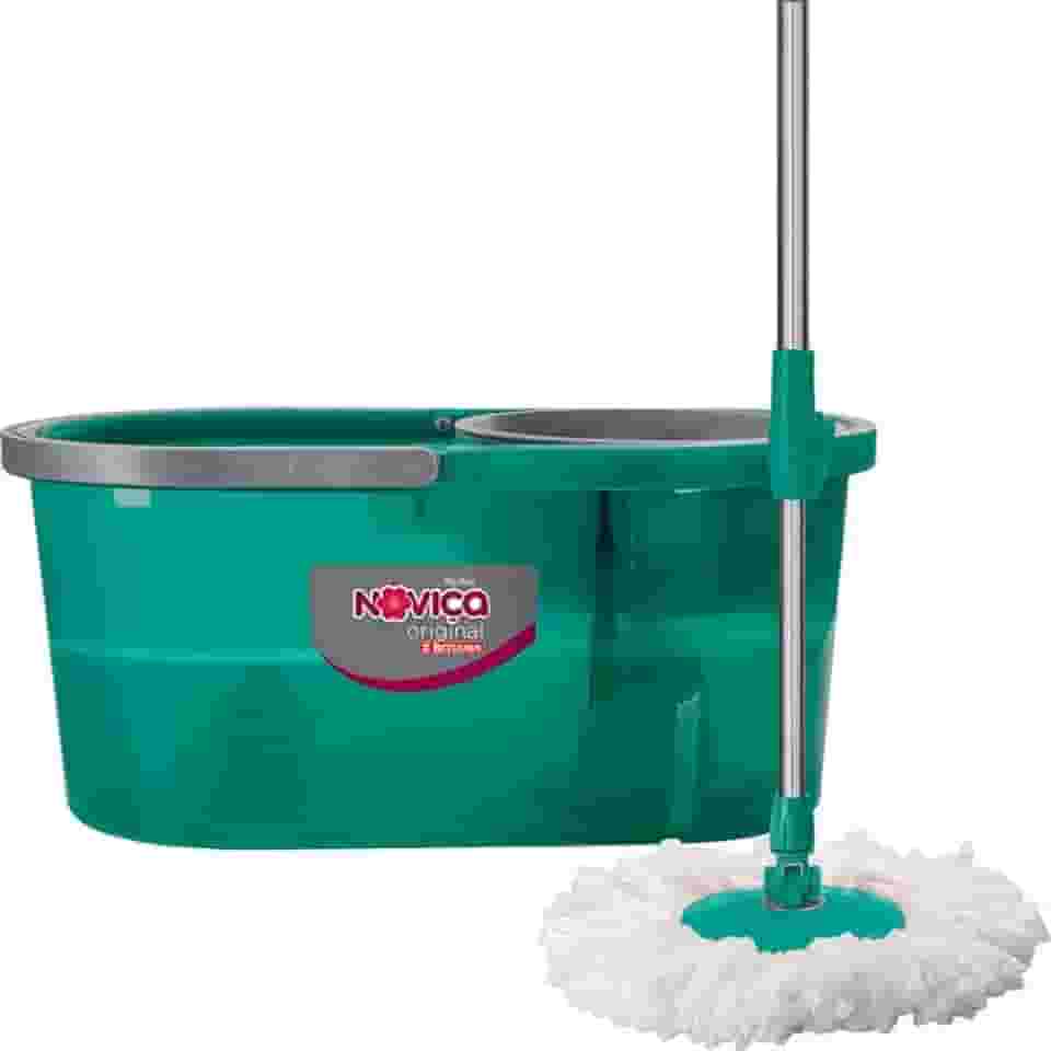 Noviça - Mop Balde Original Lava e Seca de 13 Litros com Base Articulada, Esfregão de Microfibra e Sistema Antirespingo, Bettanin