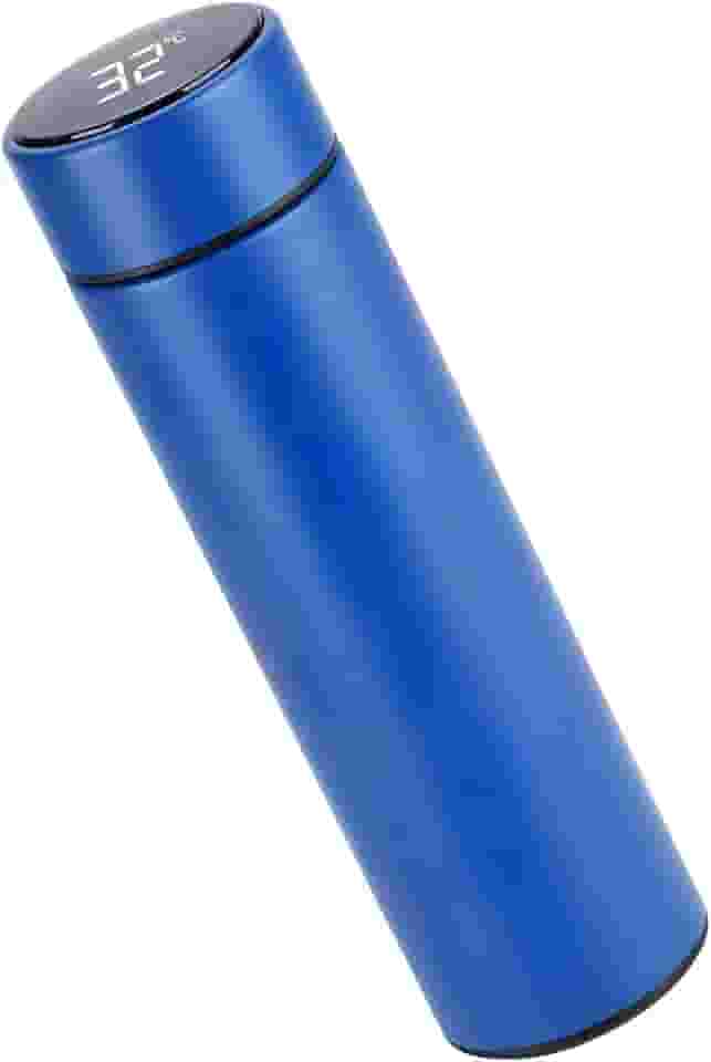 Garrafa Térmica com Display Digital de Temperatura 500ml – Aço Inox Azul, Tampa Rosqueável, Portátil