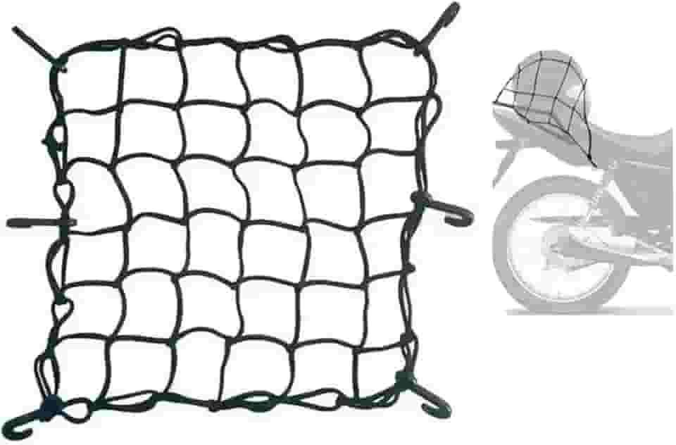 Rede Elástica Moto e Bike Bagageiro Aranha Redinha M 45 X 45 (Vermelho) Para Levar Capacetes E Bagagens Em Sua Moto ou Bike