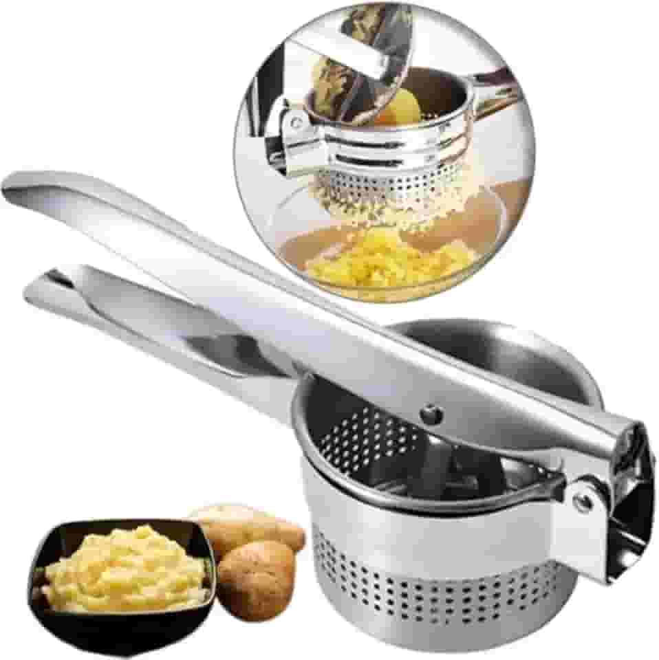 Espremedor de Batatas Manual em Aço Inox, 26,5 cm, Design Ergonômico, Multiuso para Legumes