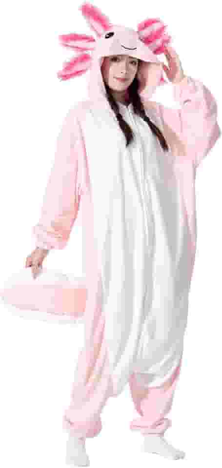 Pijama de fantasia de Axolotl para adultos, unissex, cosplay, animal, pijama, Halloween, presente para homens e mulheres