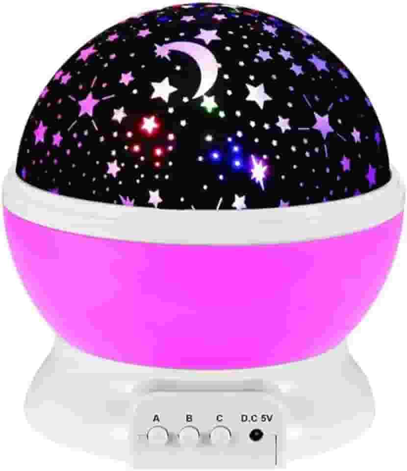 Luminária Abajur Projetor Estrela 360º Projeção de Galáxia e Céu Estrelado para Decoração e Ambiente Relaxante (Rosa)