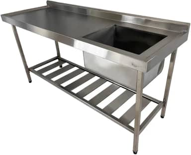 Pia De Inox Industrial 180x60x90 Cm Cuba Direita para Cozinha e Restaurante