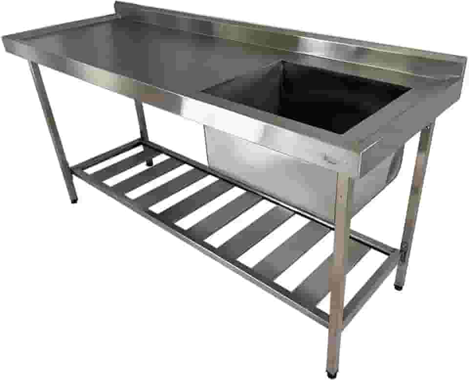 Pia De Inox Industrial 180x60x90 Cm Cuba Direita para Cozinha e Restaurante