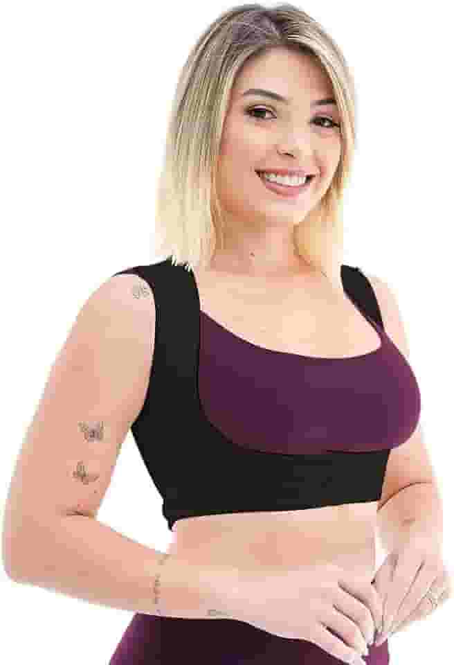 Sutiã Preto Corretor Postura Fechamento Frontal Feminino Top