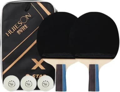 Kit 2x Raquetes Tenis de Mesa Ping Pong Huieson X3 Profissional + Capa + 3 Bolas Oficiais