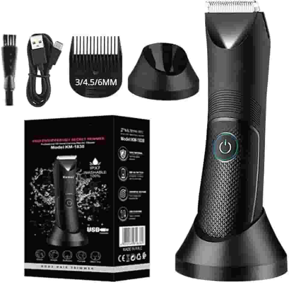 Aparador de pelos para homens, aparador de bolas à prova d'água com luz e lâmina de cerâmica, depilador corporal para depilação púbica/corporal/gengiva, barbeadores elétricos