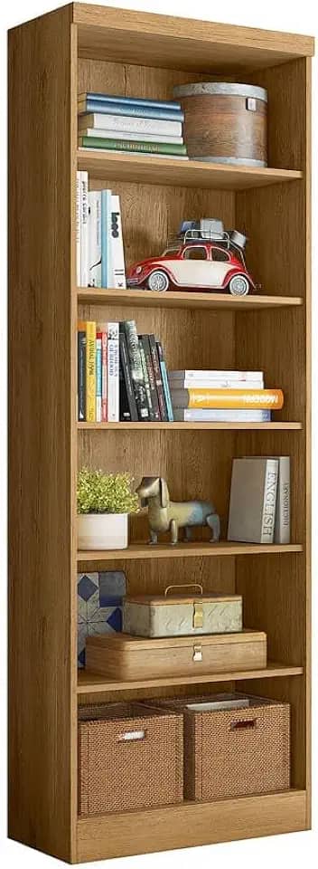 Estante para Livros e Decoração 6 Prateleiras Freijó - Belliv Decor