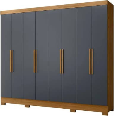 Guarda Roupas Casal 8 Portas 4 Gavetas Diplomata Freijó/Cinza