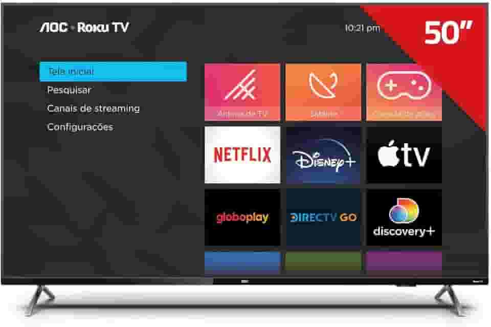 Smart TV 50' Aoc Roku 4K Série 6125-50U6125/78G