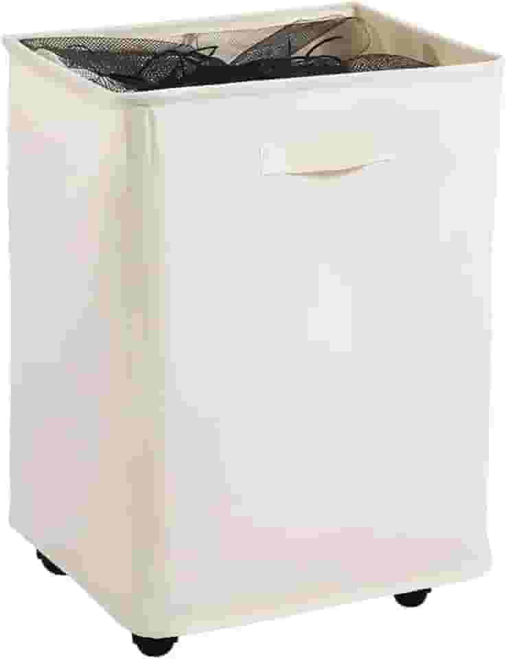 Cesto de Roupa Suja com Rodas 76,6 Litros Organizador Dobrável com alça, Armazenamento Alto, Multiuso Lavanderia Banheiro Quarto Dormitório Roupas e Brinquedos