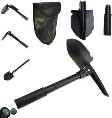 Pá Picareta Portátil Militar De Emergência Multi-função Acampamento Camping Dobrável Com Bússola Capa Abridor de Garrafa