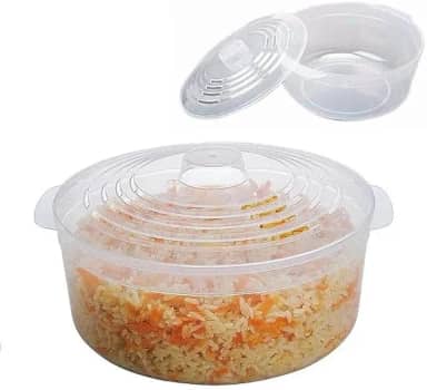 Panela para Micro-ondas | Multiuso | Com tampa | Prepare Arroz, Legumes e Pipoca em Minutos | 2L | Plástico Transparente | BPA Free | Freezer Lava-Louças