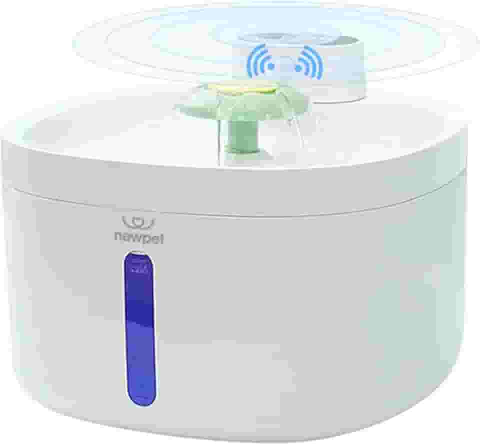 Fonte de água para gatos, 2.6L Fonte para gatos automática sem fio com janela de nível de água para gatos e cães com sensor de movimento