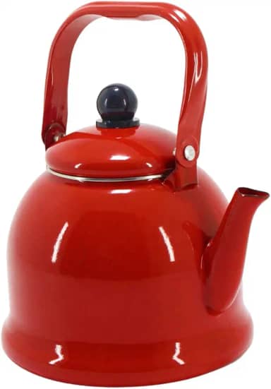 Mimo Style Chaleira Retrô na Cor Vermelha 1700ml, em Ferro Esmaltado. Sirva Chás, Chocolate Quente, Leite, Café e Outras Bebidas Com Todo Charme. Resistente e Durável, Produto é Ideal Para o Dia a Dia