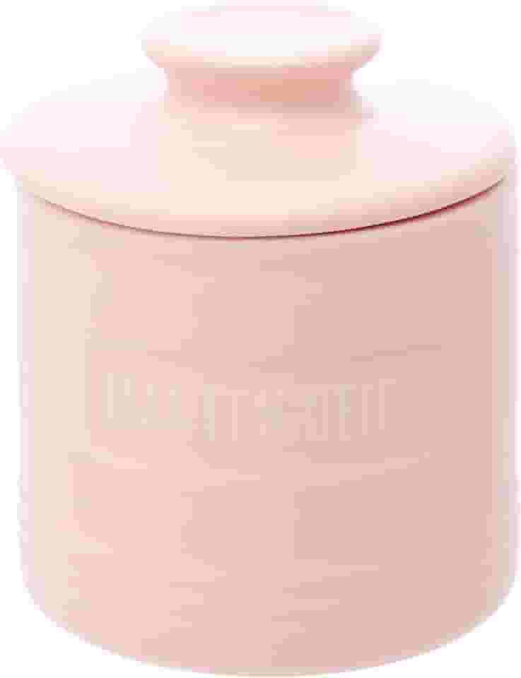 Manteigueira Francesa de Cerâmica com Tampa Rosa Matte 8cm x 8cm x 9cm - Wolff