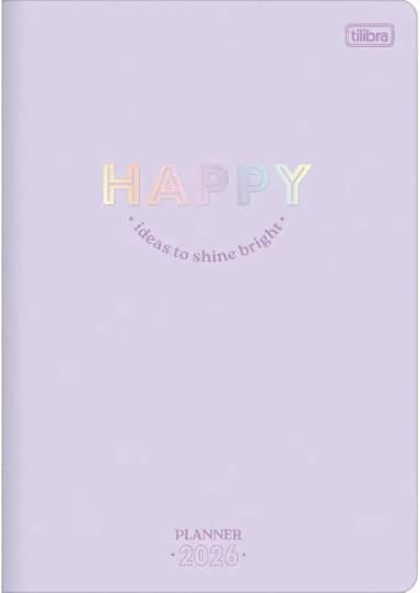 Tilibra - Planner Grampeado 17,8 x 25,4 cm Happy 90 G 2026 - Lilás