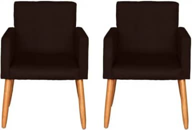 Kit 2 Poltronas Cadeira Decorativa para Sala de estar Cadeiras para Recepção Manicure Escritório Sala De Espera (MARROM)
