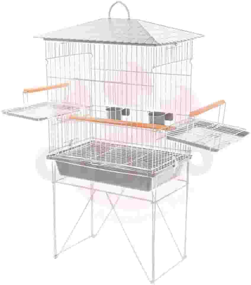 Gaiola Viveiro para calopsita com bandejas laterais MAIS ACESSORIO UM JOGO DE ARGOLA COLORIDA mansa teto plástico na co