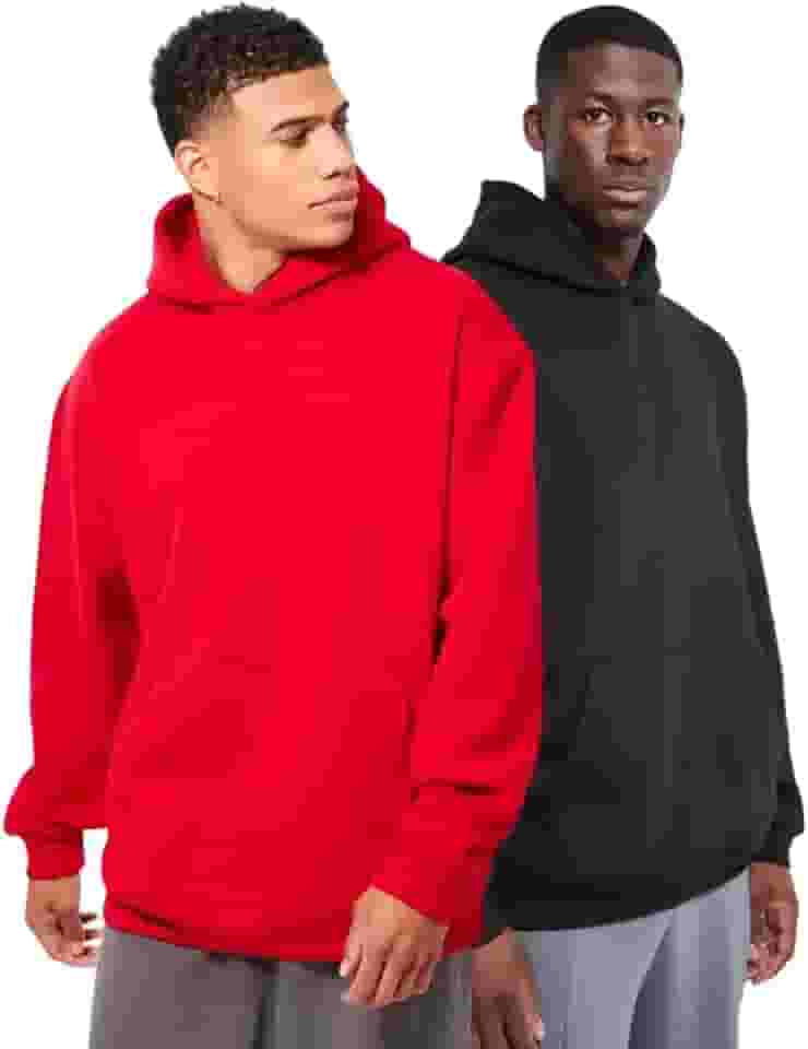 Kit 2 Moletons Canguru Grosso Pesado nas cores Vermelho e Preto