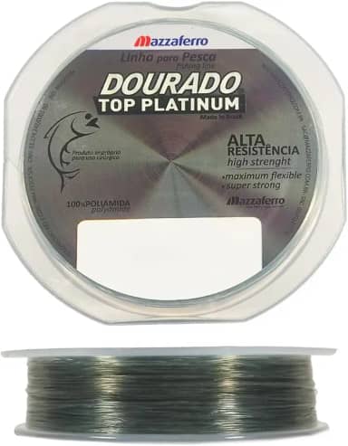 Linha Pesca Monofilamento Mazzaferro Dourado Top Platinum 300m 0.30mm Prateada