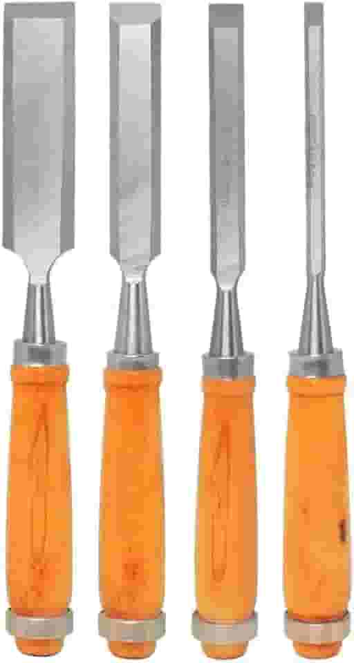 Fertak Kit de Formões para Madeira - 4 Peças - Aço Carbono - Chanfro - 6mm x 24mm