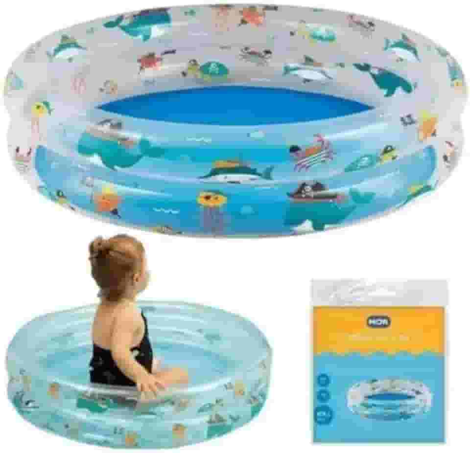 Mor - Piscina Infantil Inflável Fundo do Mar Redonda 90 Litros – Banheira Portátil Azul para Crianças e Bebê| Compacta, Segura e Fácil de Montar Piscina, Praia e Camping.