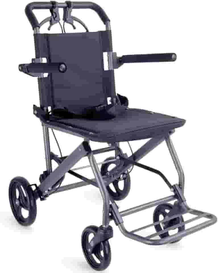 Cadeira de Rodas de Transporte Compacta Dobrável Prática Leve Até 100kg Idoso Reabilitação Fratura