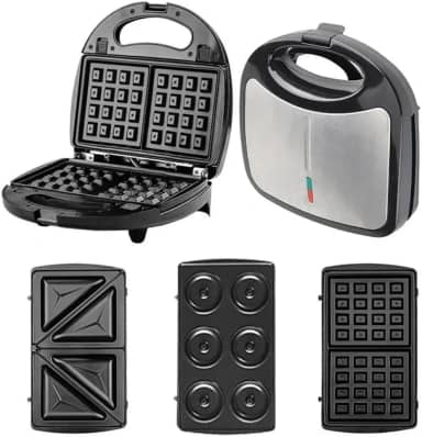 3 Em 1 Portátil Sanduicheiras Waffle Donuts Fast Antiaderente 110v(cinza prateado)