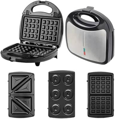 3 Em 1 Portátil Sanduicheiras Waffle Donuts Fast Antiaderente 110v(cinza prateado)