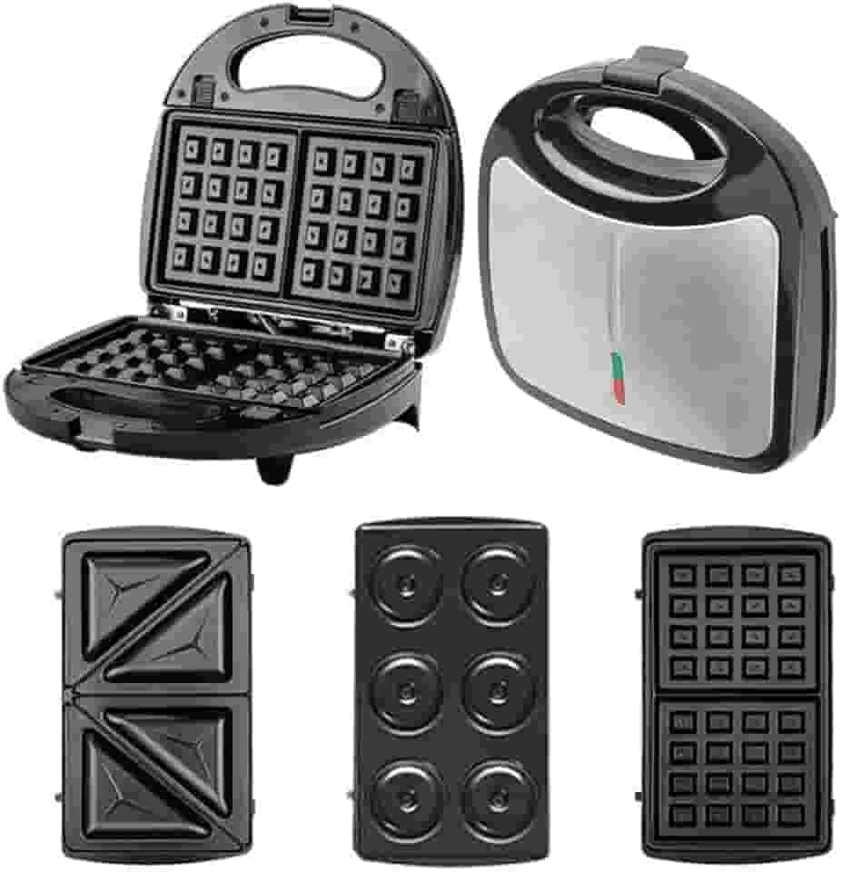 3 Em 1 Portátil Sanduicheiras Waffle Donuts Fast Antiaderente 110v(cinza prateado)
