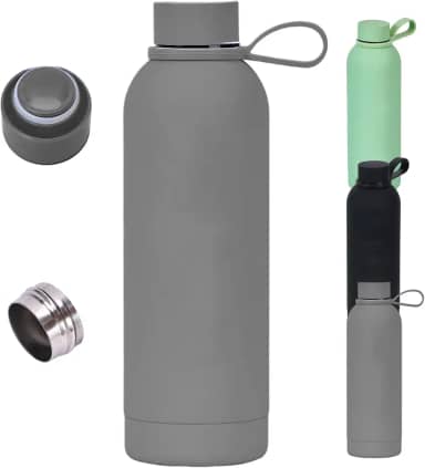 Garrafa TéRmica de áGua 750ml PortáTil, AçO Inox 304 Boca Estreita Garrafa TéRmica, Antivazamento, MantéM Bebidas Quentes e Geladas Por 12h, Ideal para Esportes, Viagens, Academia (Cinza)