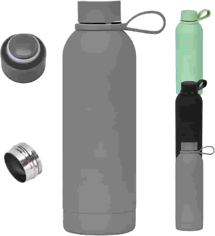 Garrafa TéRmica de áGua 750ml PortáTil, AçO Inox 304 Boca Estreita Garrafa TéRmica, Antivazamento, MantéM Bebidas Quentes e Geladas Por 12h, Ideal para Esportes, Viagens, Academia (Cinza)