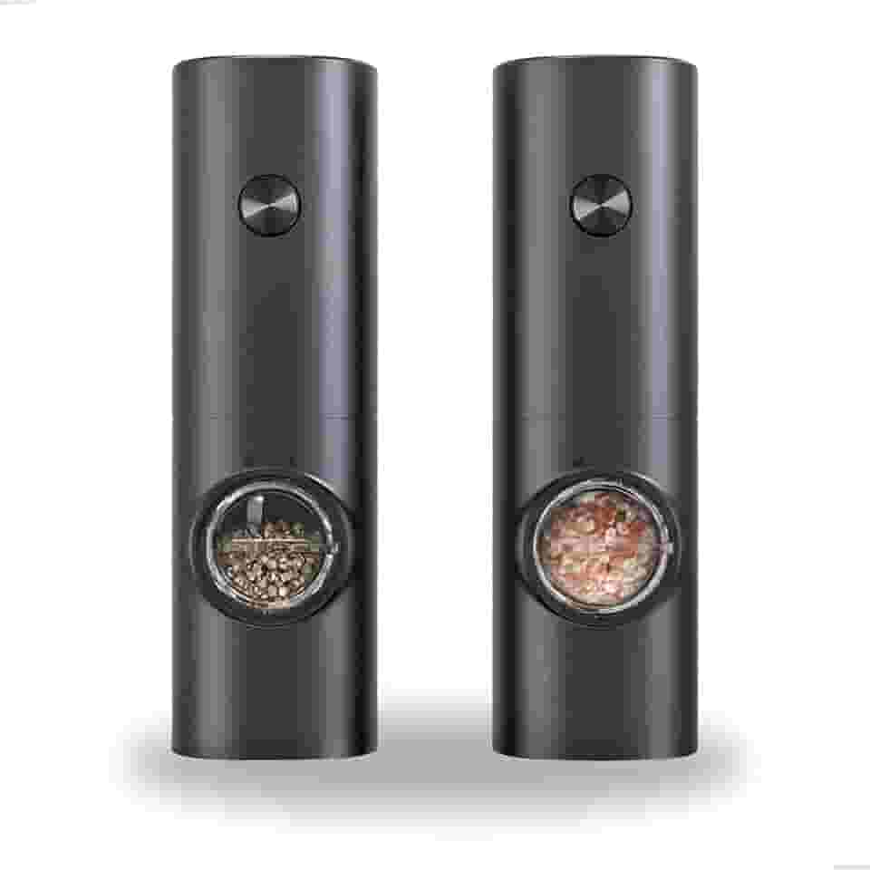 Kit 2 Moedores Elétricos de Sal e Pimenta com Luz LED, Design Premium, Automático, Moagem Ajustável para Cozinha e Churrasco