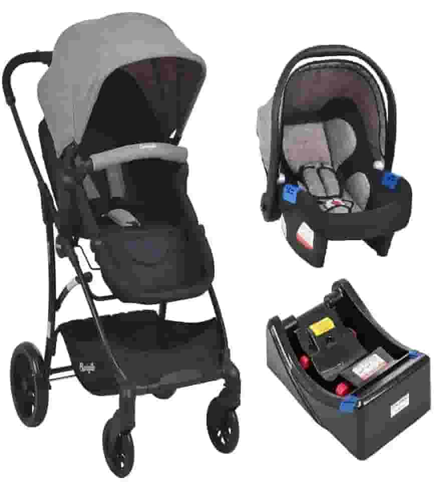 Conjunto Carrinho de Bebê Convert Burigotto Cappuccino, Bebê Conforto com Base