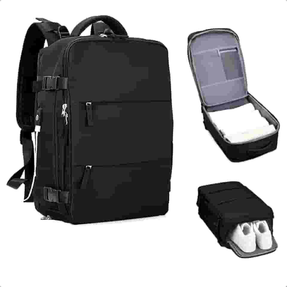 Mochila De Viagem Avião Grande Multifuncional Unissex - Mochila De Mão Com Porta USB, Compartimento para Tênis, Notebook