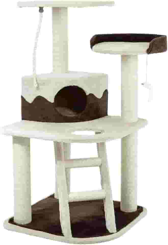 Chalesco Arranhador 3 Andares com Escada para Gatos Cor Cinza